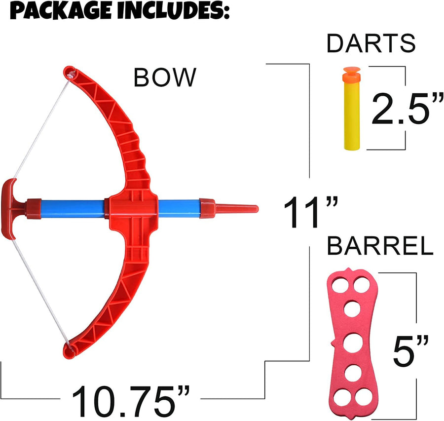 Red Super Bow & Arrow Shooter Set, Includes Air-Powered Bow, Barrel, Six Soft Foam Darts, Comes in Blister Card Packaging, Sports Toy for Kids