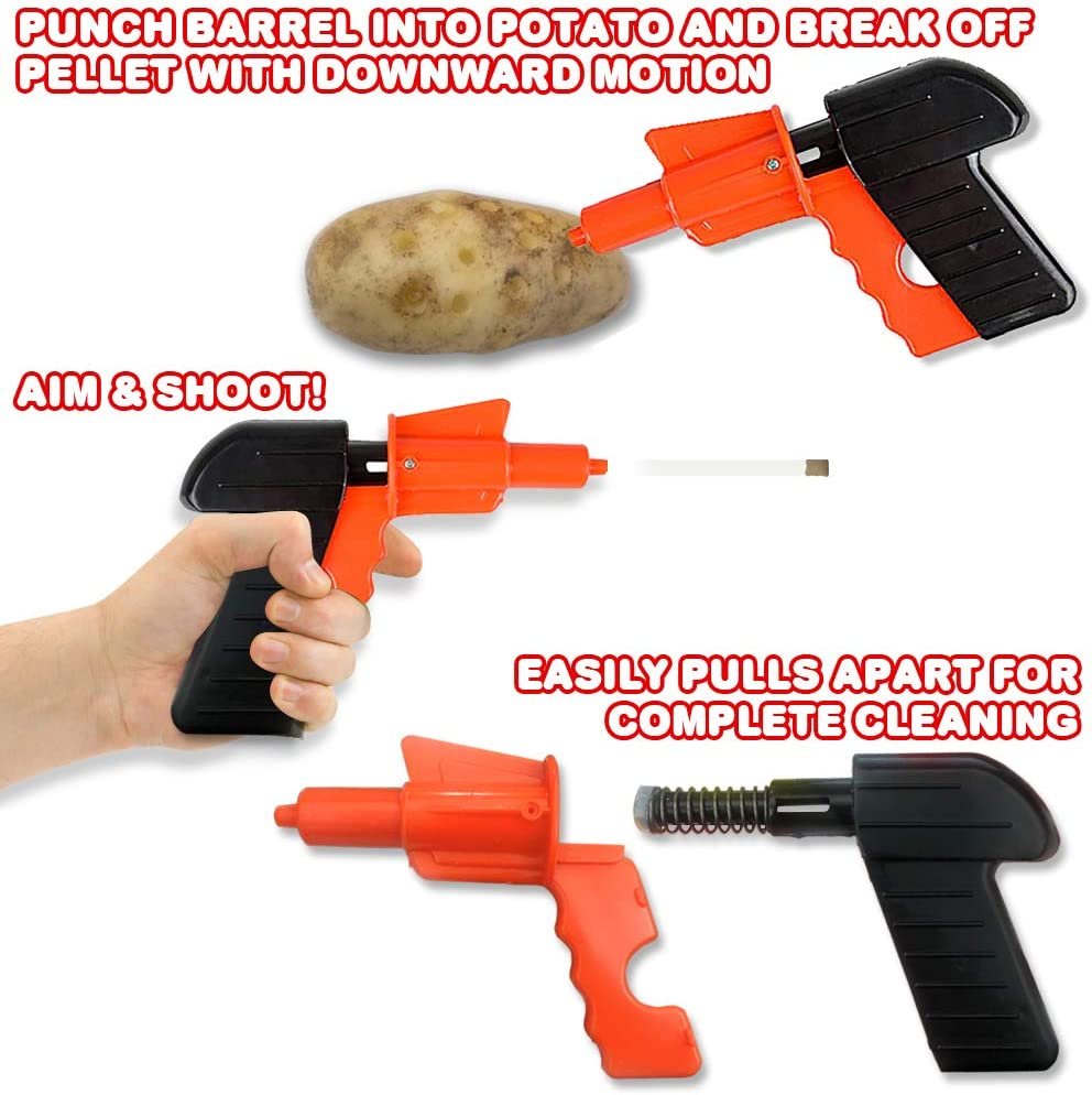 Potato Gun for Kids, Set of 4, Cool Shooting Toys for Boys and Girls, Kid-Safe Spud Gun Pistol for Active Outdoor Fun, Best Christmas or Birthday Gift for Children, Unique Game Prize
