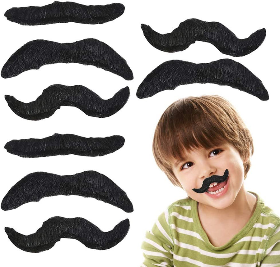 Realistic Fake Mustache Set - Bulk Pack of 36 - Stick On Moustaches with Skin-Safe Adhesive, Photo Booth Props and Favors for Mexican, Super Mario, Lumberjack, and Cowboy Party