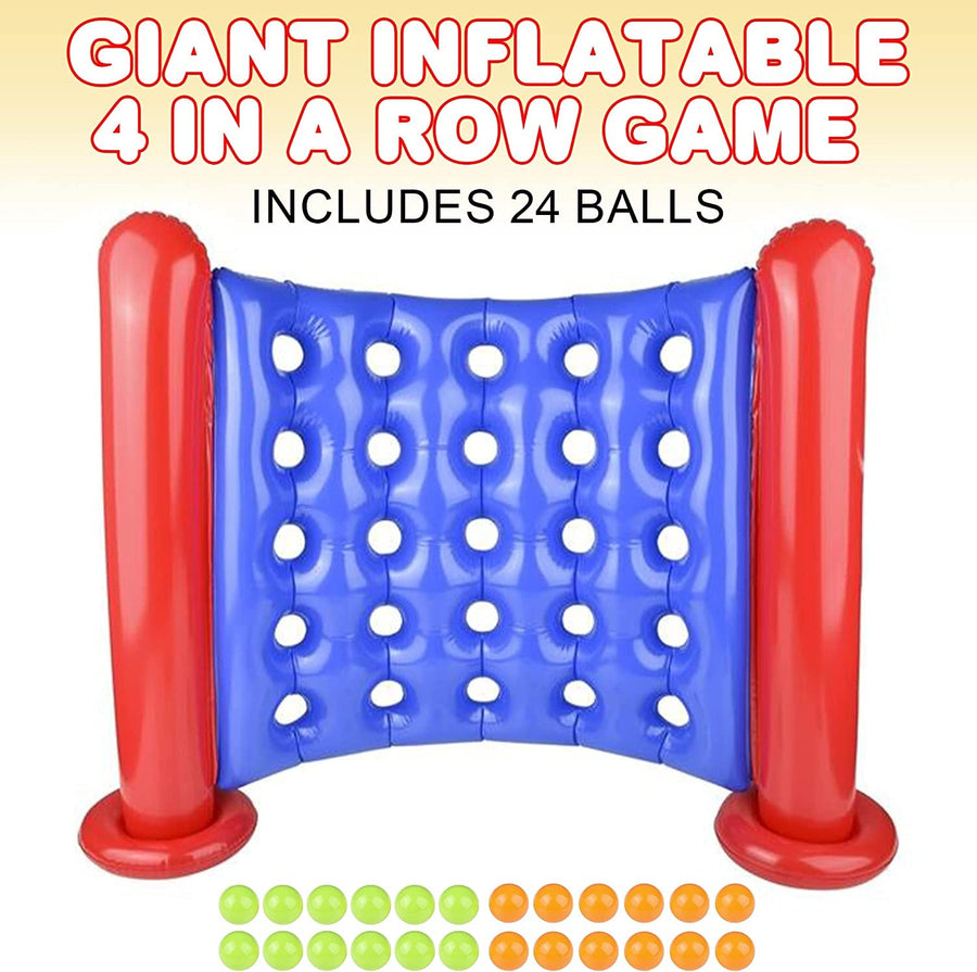 Giant Inflatable 4 in a Row Game - Inflatable Game Board with 24 Balls - Fun Party Activity for Kids and Outdoors - Gamer Birthday Decorations for Boys and Girls