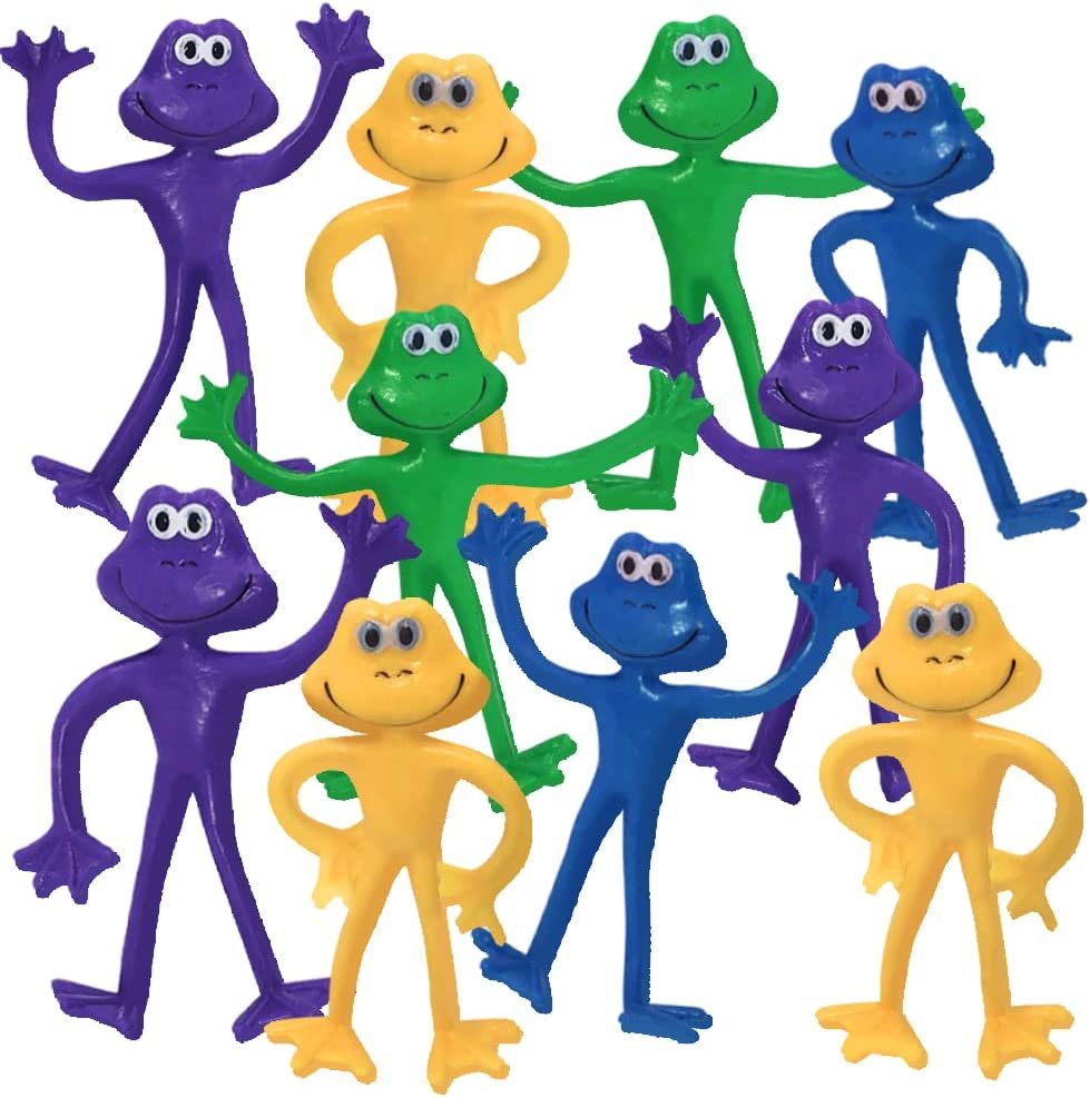 Bendable Frog Figures, Set of 12, Bendable Toys for Kids, Animal
