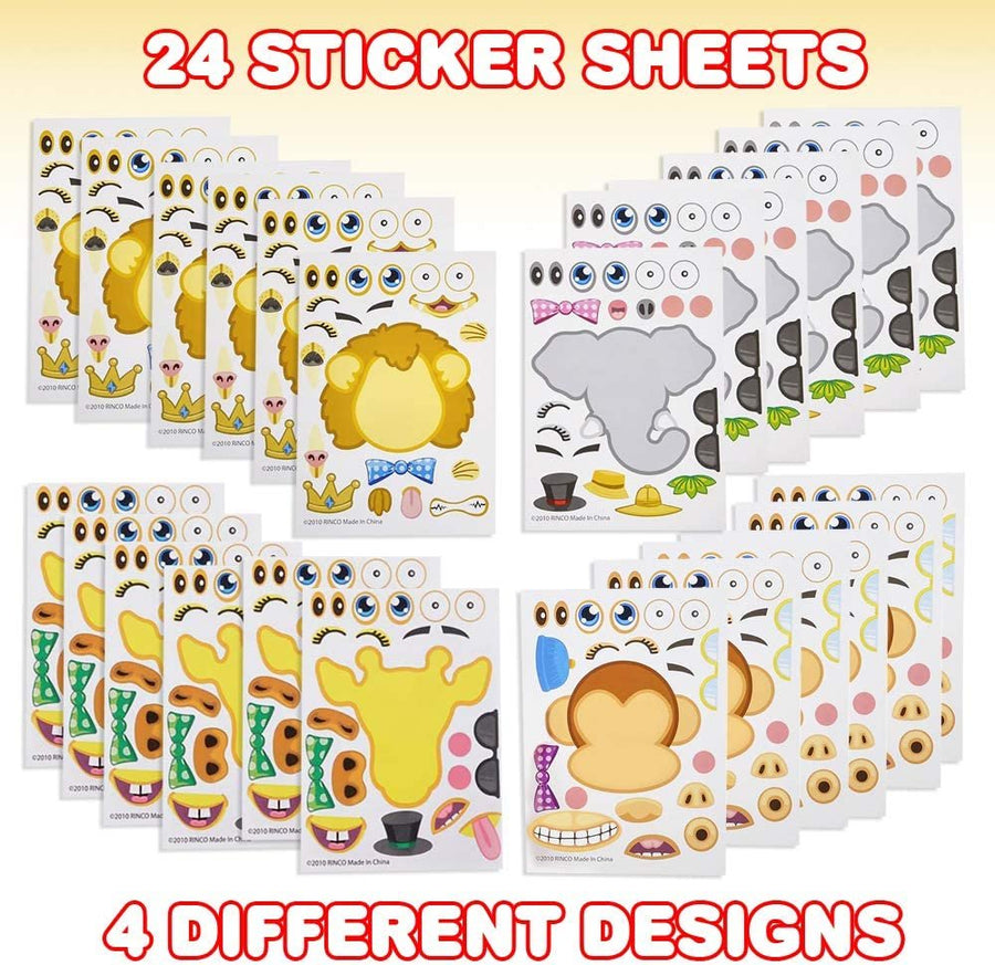 Make Your Own Zoo Sticker Assortment, Set of 24 Sheets, Unique Arts ‘n Crafts Activity Supplies Kit for Kids, Sticker Prize, Fun Birthday Party Favor, Goodie Bag Filler
