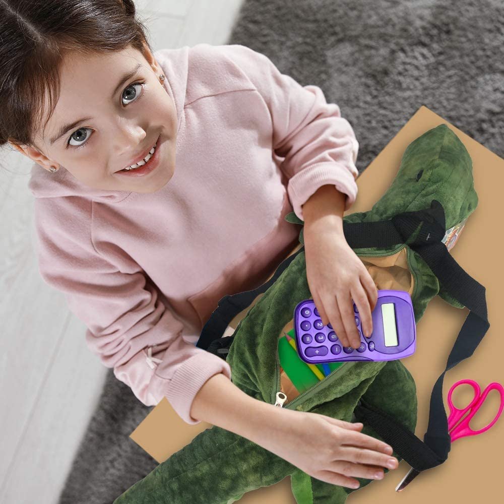 Plush T-Rex Backpack for Kids, Dinosaur Bag with Adjustable Straps & Zipper