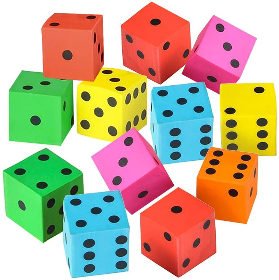 Dice Erasers for Kids, Set of 12, Dice Pencil Erasers in 6 Vibrant Colors, Back to School Supplies for Boys and Girls, Game and Casino Party Favors, Stationery Goodie Bag Fillers