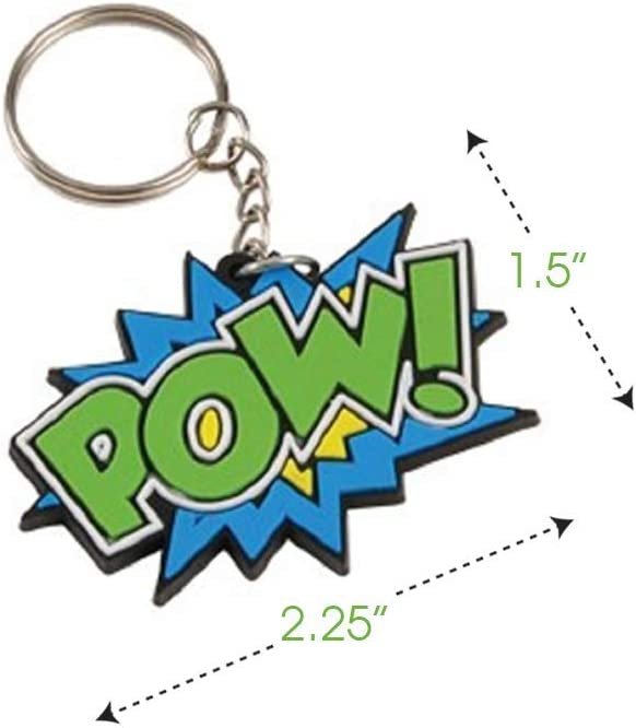 Superhero Keychains, Pack of 12, Super Hero Party Favors, Birthday Party Supplies, Goodie Bag Fillers, Prize for Boys and Girls