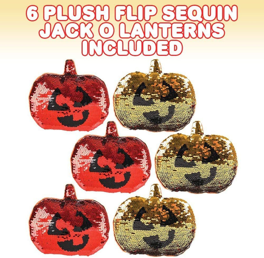 6 Pieces Flip Sequins Pumpkin Halloween Toys, Halloween Squishy Toys, Soft Stuffed Toys with Color-Changing Sequins, Fun Halloween Party Favors for Kids, Halloween Goodie Bag fillers