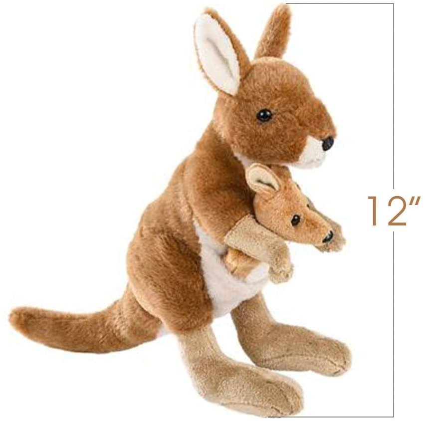 Kangaroo Stuffed Toy, 1 PC, Soft Mom and Baby Kangaroo Plush Toy for Kids, Cute Home and Nursery Animal Decorations, Zoo Party Prop, Best Birthday Idea, 8"es Tall