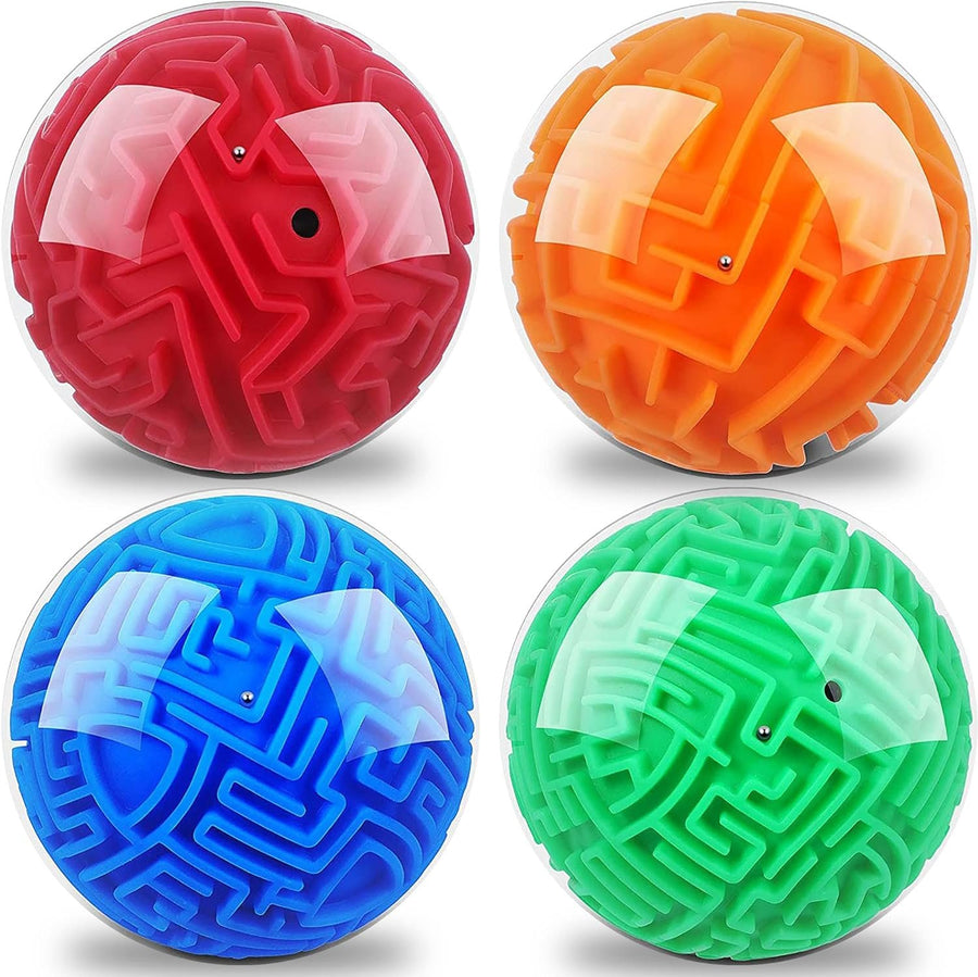 3D Maze Ball Puzzle Games for Kids, Set of 4, Includes 4 Brain Teaser Puzzles