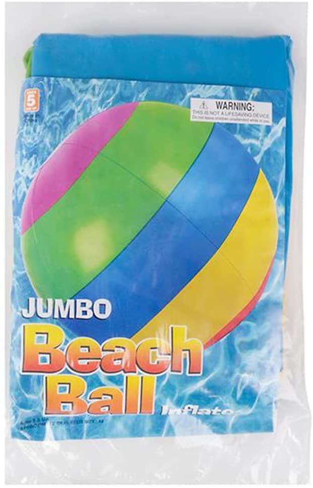 Jumbo Beach Ball, 1pc, Large 30" Beach Ball for Kids and Adults, Swimming Pool Toy for Active Play, Classic Pool Party Décor, Outdoor Toy for Kids in Vibrant Colors