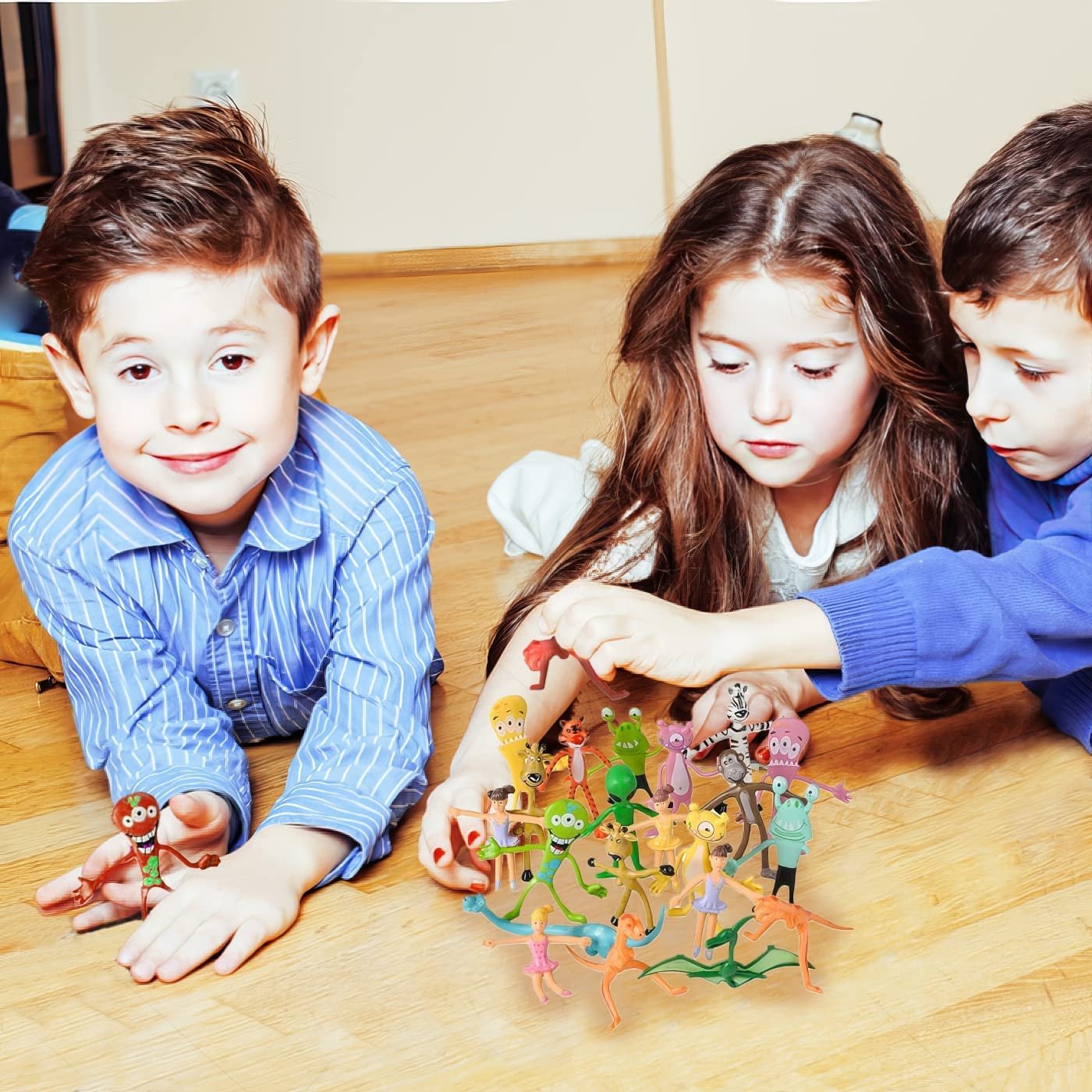 Mega Set of Bendable Toys Assortment - 100 Pieces – 3 and 4" Bendy Animals - Includes Aliens, Tigers, Zebras, Pirates Etc. - Great Party Favor and Prize - for Kids Ages 5+