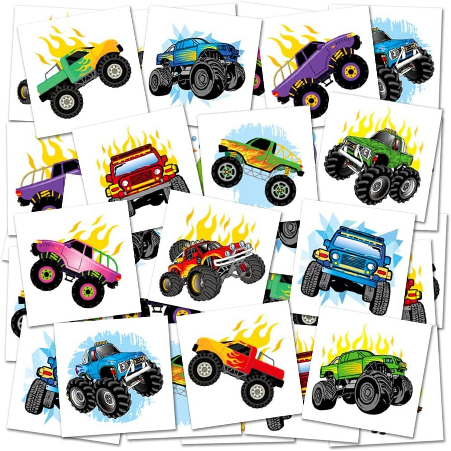 2" Monster Truck Temporary Tattoos for Kids - Pack of 144 - Non Toxic Tats Stickers for Boys and Girls - Cool Birthday Party Favors, Goody Bag Fillers, Fun Prizes for Children