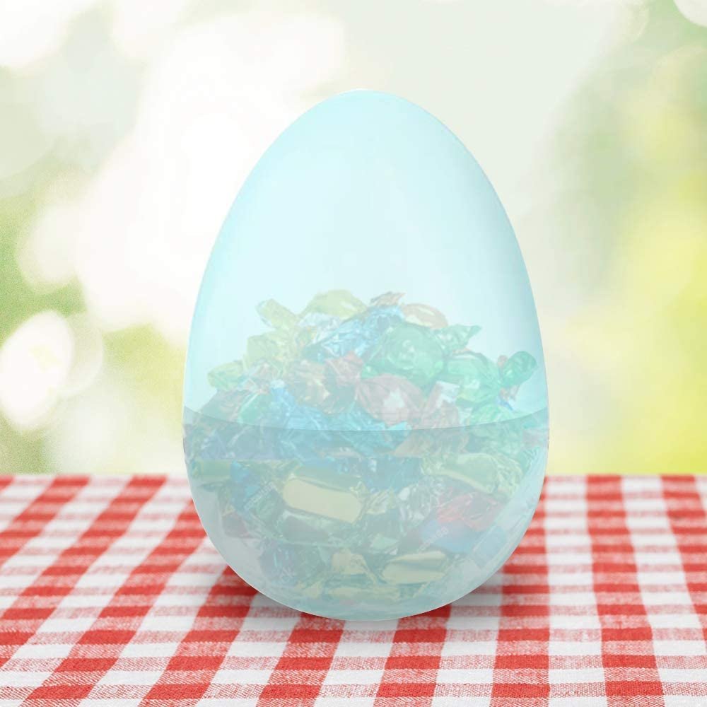 Jumbo Plastic Easter Eggs, Set of 4, Giant 8", Large Easter Eggs Empty Fillable for Big Toys, Assorted Translucent Colors, Oversized Egg Hunt Supplies, Easter Basket Goodies for Kids