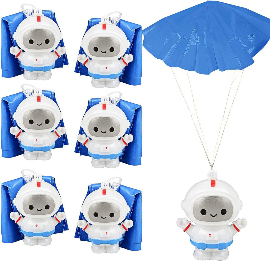 Mini Astronaut Paratroopers with Parachutes, Bulk Pack of 24, Durable Plastic Parachute Toys Playset, Fun Parachute Party Favors, Goodie Bag Fillers for Boys and Girls