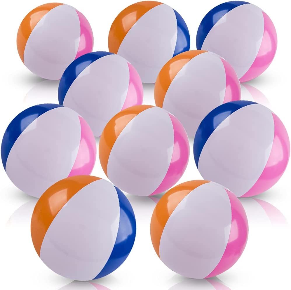 12 Pieces Beach Ball for Kids 12 Inch Inflatable Ball Colorful Inflatable  Glossy Panel Beach Ball Bulk Floating 16Inch Deflated Size for Swimming  Pool
