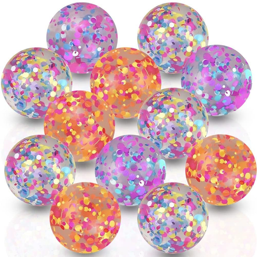 Sparkle Spot High Bounce Balls for Kids with Confetti - Set of 12