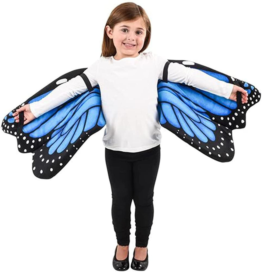 Plush Wearable Butterfly Wings, 1 Pair, Butterfly Wings for Girls and Boys in Blue, Kids’ Butterfly Halloween Costume Made of Soft Material, Dress Up Accessories for Children…