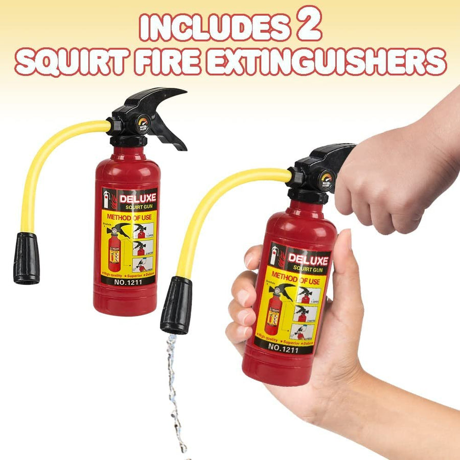 7" Fire Extinguisher Squirt Toy - Set of 2 - Water Gun with Realistic Design - Fun Outdoor Summer Toys for Boys and Girls - Great Fireman Toy for Children, Novelty Gag Gift Item