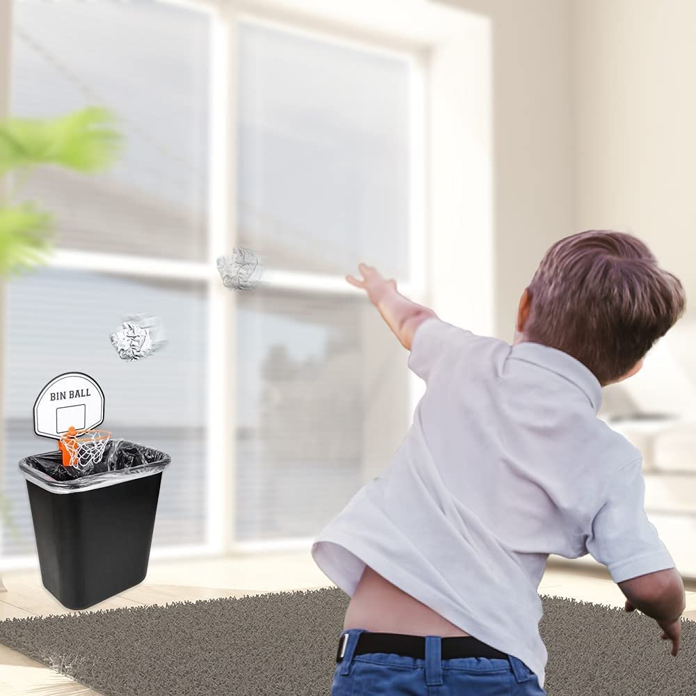 Trash Can Basketball Set, Includes Clip-On Hoop with Backboard, Inflatable Ball and Pump, Fun Indoor Basketball Hoop for Kids, Office Toys for Adults, Great Birthday Gift Idea