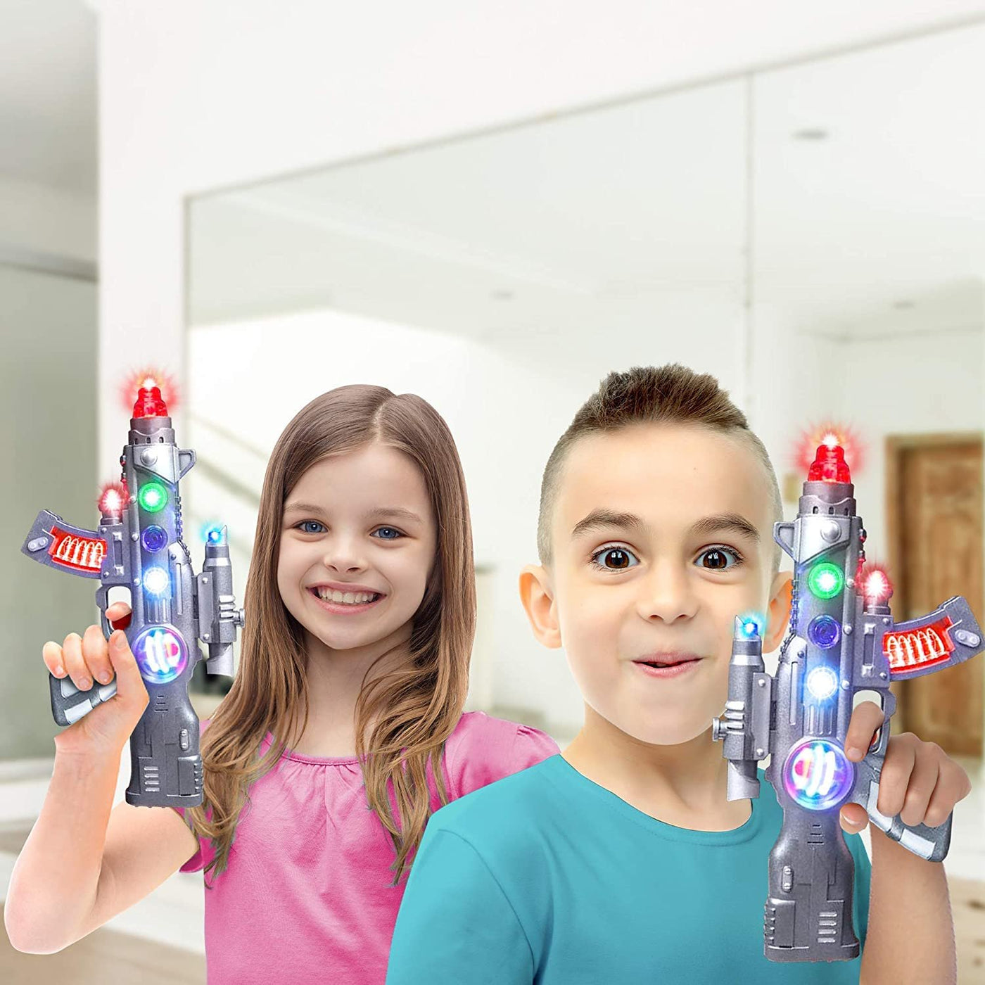 Light Up Spin Ball Blaster Toy Gun, 12.5" Assault Rifle with Thrilling Multicolor LEDs and Sound Effects, Batteries Included, Really Cool Play Gun for Boys and Girls, Great Gift Idea