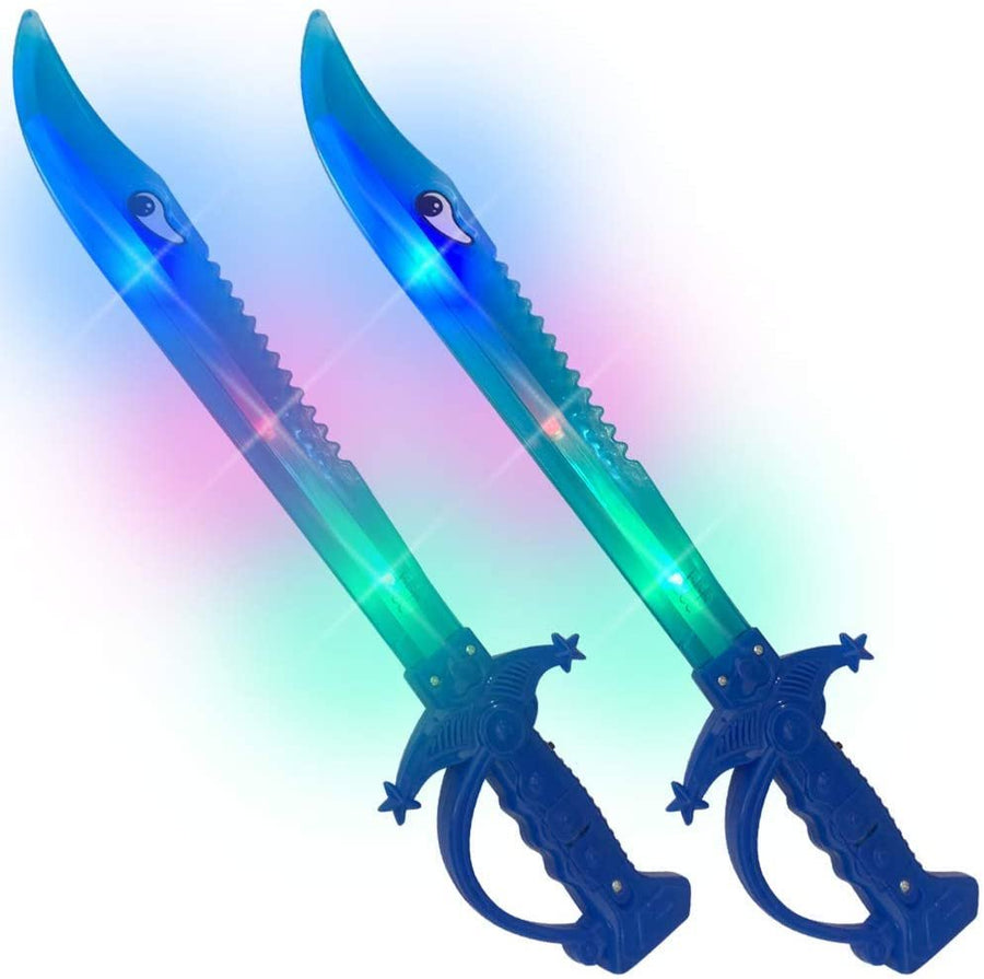 Light Up Shark Sword for Kids, Set of 2, 15" Toy Sword with Flashing LED Lights, Halloween Dress-Up Costume Accessories, Best Birthday Gift for Boys and Girls Toddler Toys Age 2-4