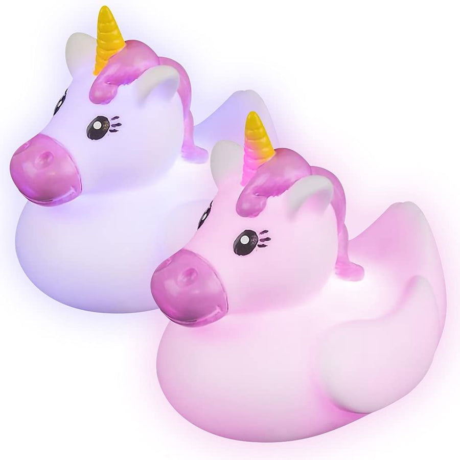 Light Up Unicorn Bath Toys, Set of 2, Bathtub Toys for Kids That Light Up in Water, LED Pool Toys for Girls and Boys, Unicorn Party Favors, Cute Beach Toys for Children