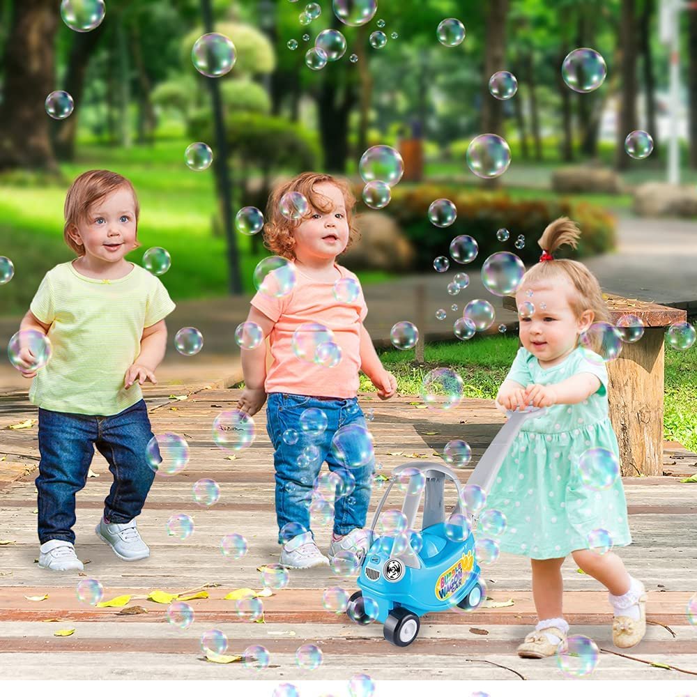 Bubble Toy Wagon, Outdoor Bubble Toy for Kids with Solution, and Decoration Stickers, Fun Electronic Bubble Machine, Summer Toys for Boys and Girls, Great Birthday