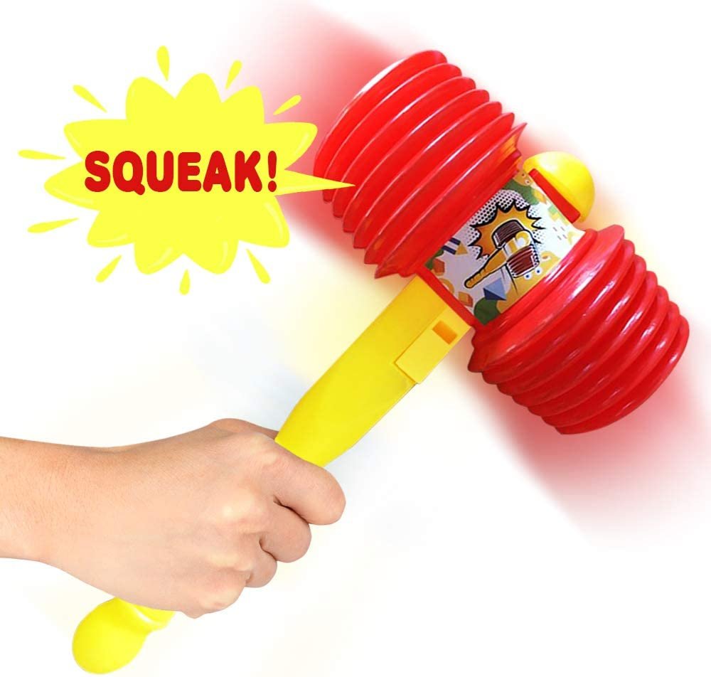 Giant Squeaky Hammer, Jumbo 14" Kids’ Squeaking Hammer Pounding Toy, Clown, Carnival, and Circus Birthday Party Favors, Great Gift for Boys and Girls Ages 3 Plus