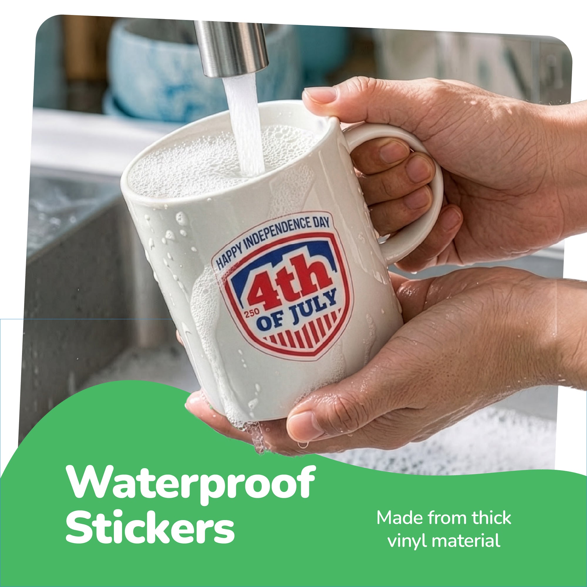 Patriotic Stickers for Kids - 250 Pack - Waterproof USA Theme Vinyl Stickers