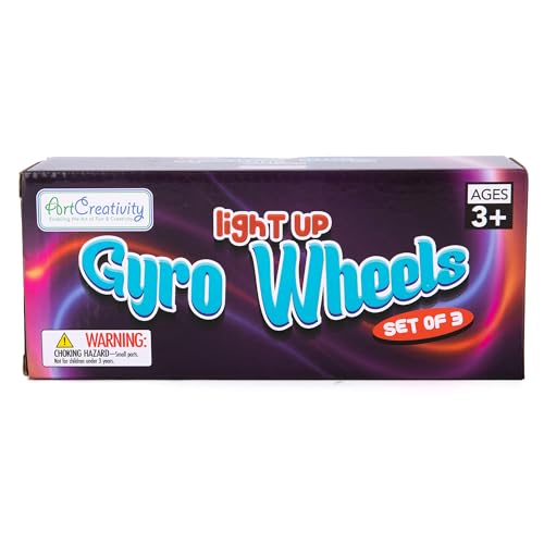 Retro Light Up Gyro Wheels Set for Kids- 3, 8.5 Inch Gyroscope Rail Twisters Mesmerizing Spinning Lighting Effects