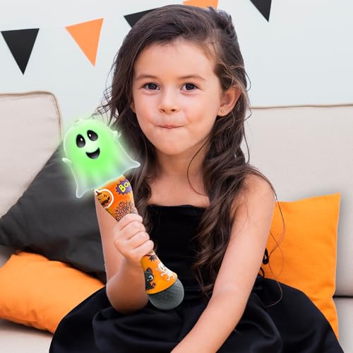 Halloween Bubble Wand for Kids, 14" Light Up Ghost Bubble Wand for Toddlers with Thrilling LED & Sound Effect