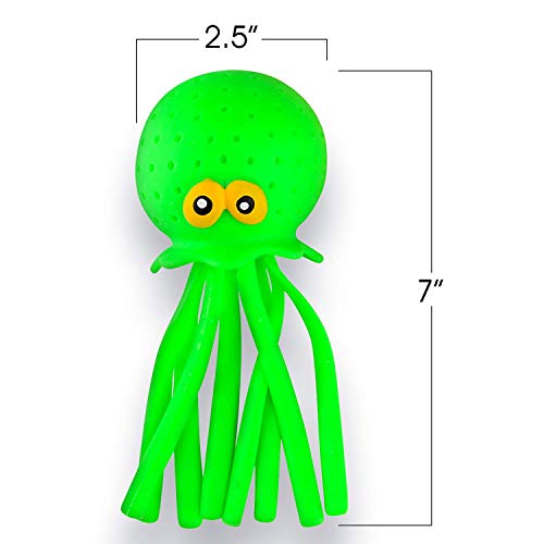 Octopus Water Balls, Set of 6, Rubber Kids’ Bath Toys, Sensory Stress Relief Pool Toys for Kids