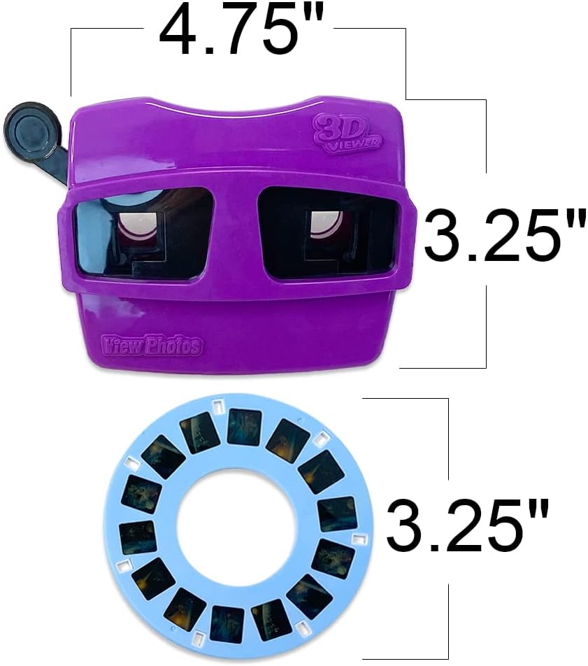 3D Viewer Toy with 6 Reels, Vibrant 3D Reel Viewer - Baseball, Flowers, Space, Dinosaurs, Animals & Insects Slides