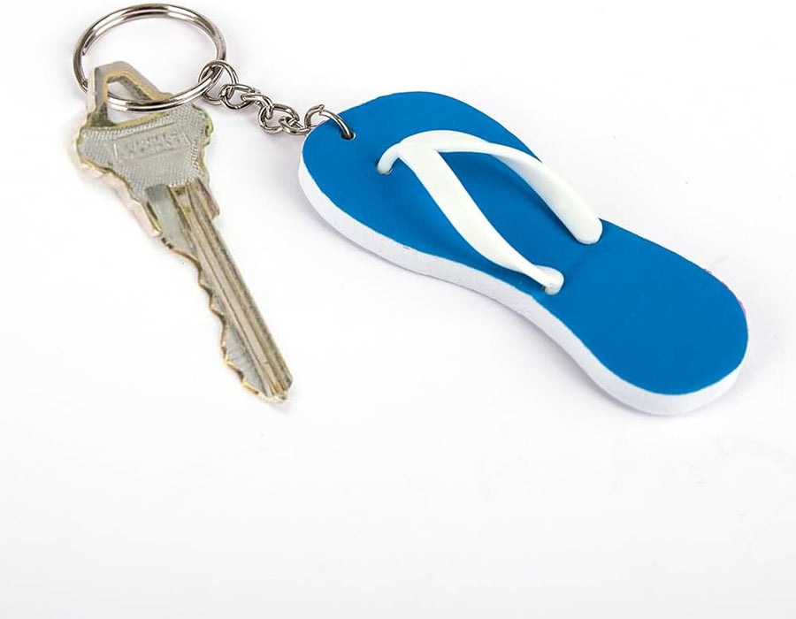 Flip Flop Keychains, Set of 36, Fun Key Chains for Backpack, Purse, Luggage, Great Giveaways for Birthday, Luau, Beach, and Pool Parties, Cool Goody Bag Fillers and Small Prizes for Kids
