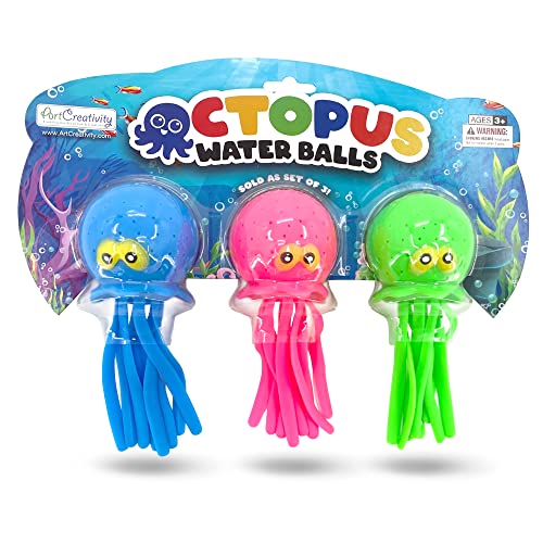 Octopus Water Balls, Set of 6, Rubber Kids’ Bath Toys, Sensory Stress Relief Pool Toys for Kids