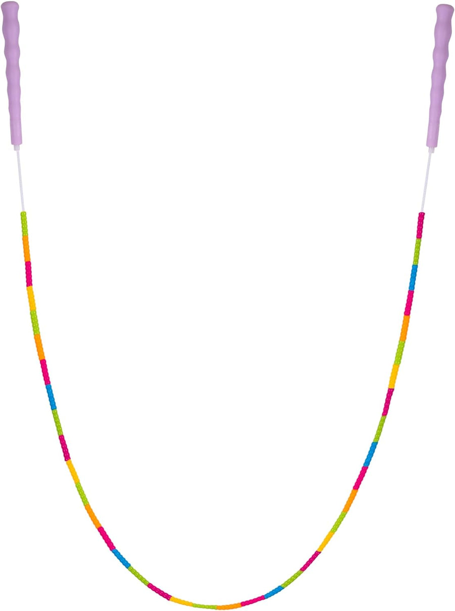 Beaded Jump Rope for Kids - Pack of 2 Kids' Jump Ropes - Skipping Rope for Kids with Bright Pink Handles and Multi-Colored Beads