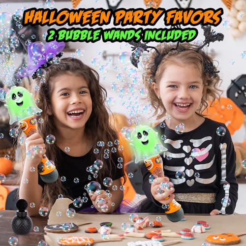 Halloween Bubble Wand for Kids, 14" Light Up Ghost Bubble Wand for Toddlers with Thrilling LED & Sound Effect