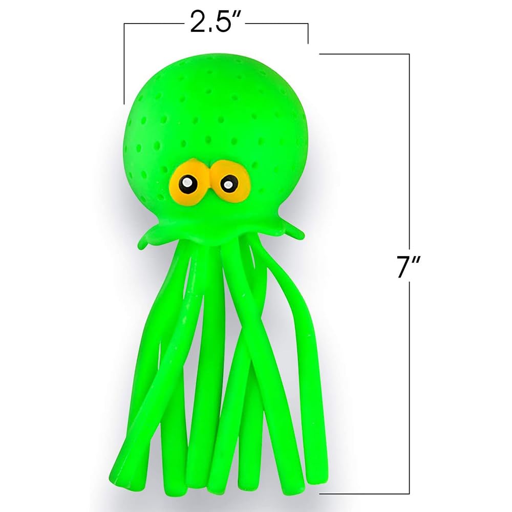 Octopus Water Balls, Set of 6, Rubber Kids’ Bath Toys, Sensory Stress Relief Pool Toys for Kids