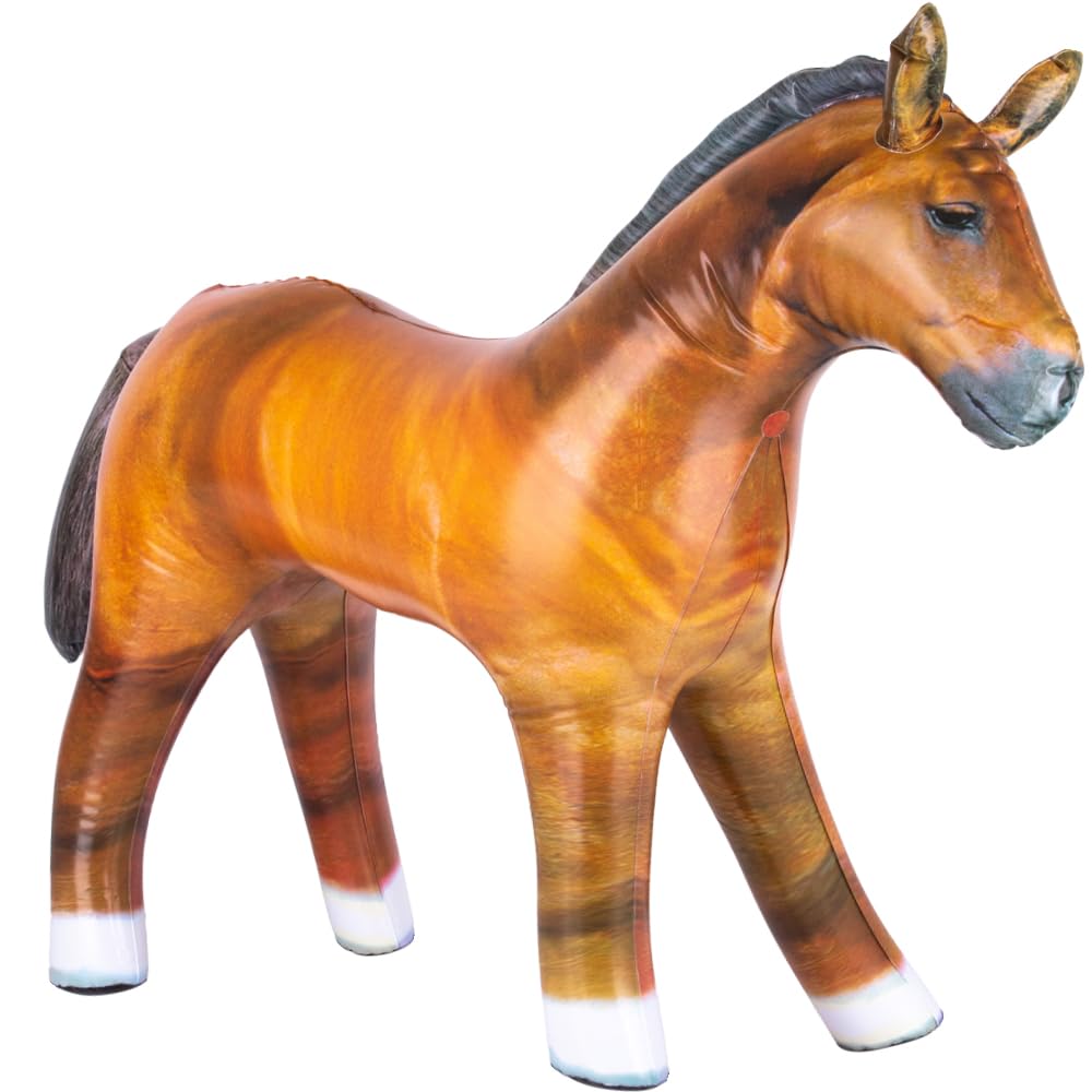 Inflatable Horse Party Decoration - 1 Piece - 38 Inch Blow Up Horse in Brown and Black - Western Themed Party Supplies