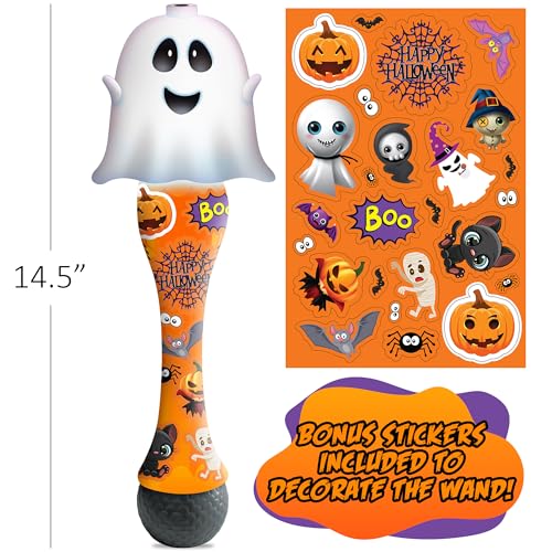 Halloween Bubble Wand for Kids, 14" Light Up Ghost Bubble Wand for Toddlers with Thrilling LED & Sound Effect