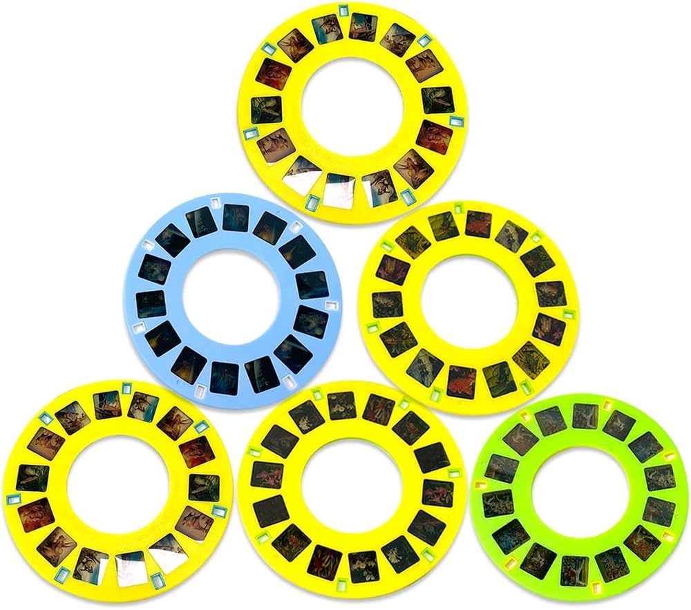 3D Viewer Toy with 6 Reels, Vibrant 3D Reel Viewer - Baseball, Flowers, Space, Dinosaurs, Animals & Insects Slides