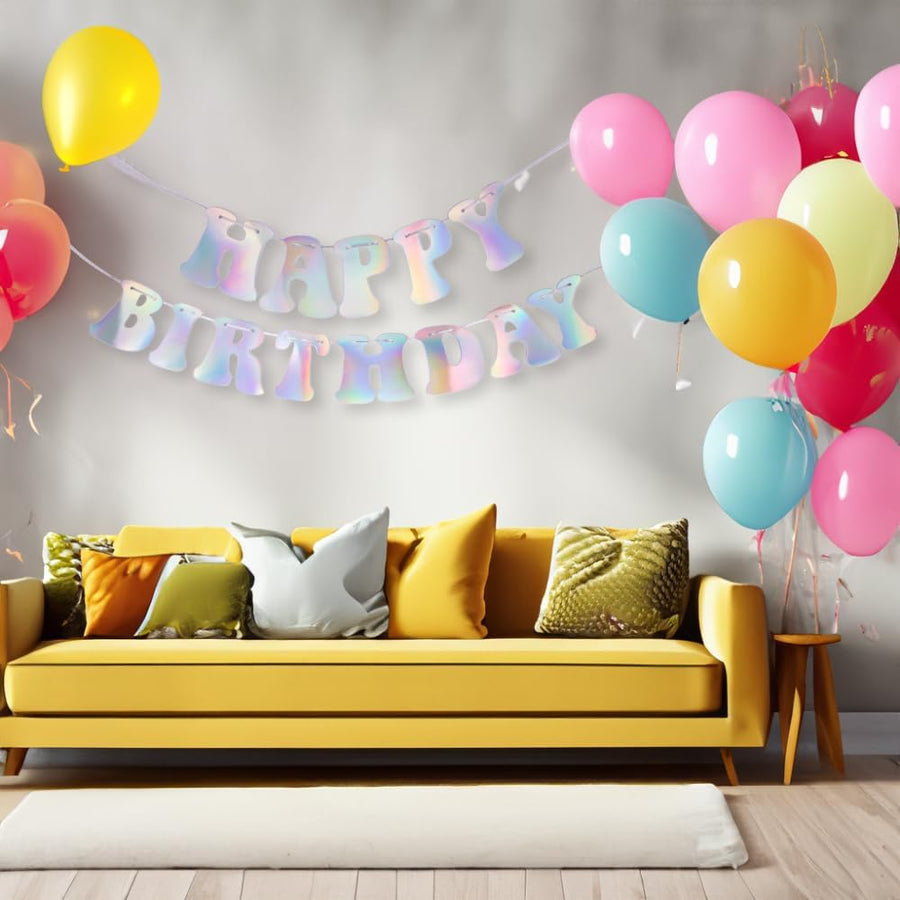 Iridescent Happy Birthday Banner - Birthday Banner for Girls
