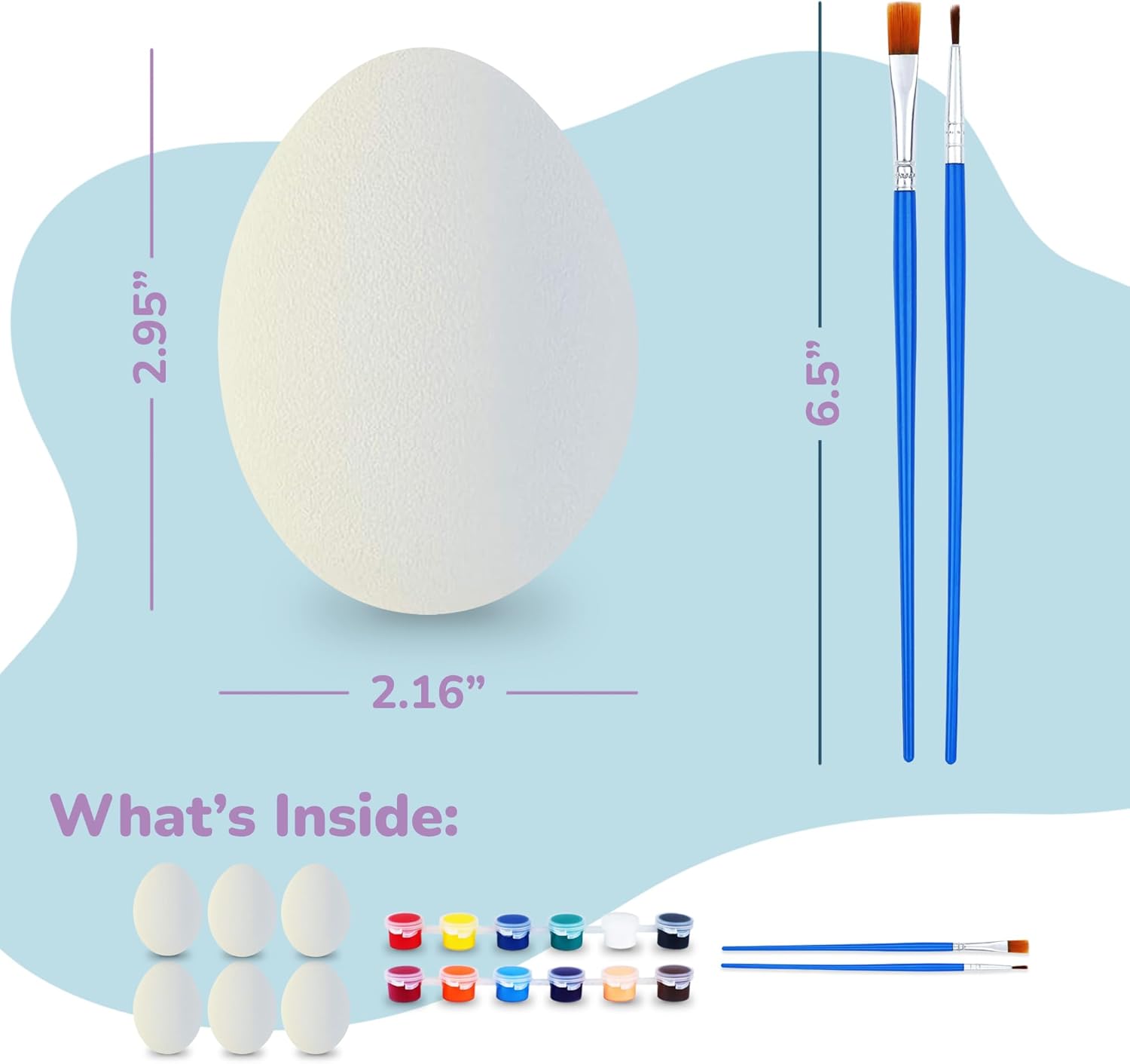 Easter Squishy Egg Painting Kit - 6 Pcs - Egg Decorating Set - Stress Relief Anxiety Craft Toy Gifts for Easter Basket Stuffers