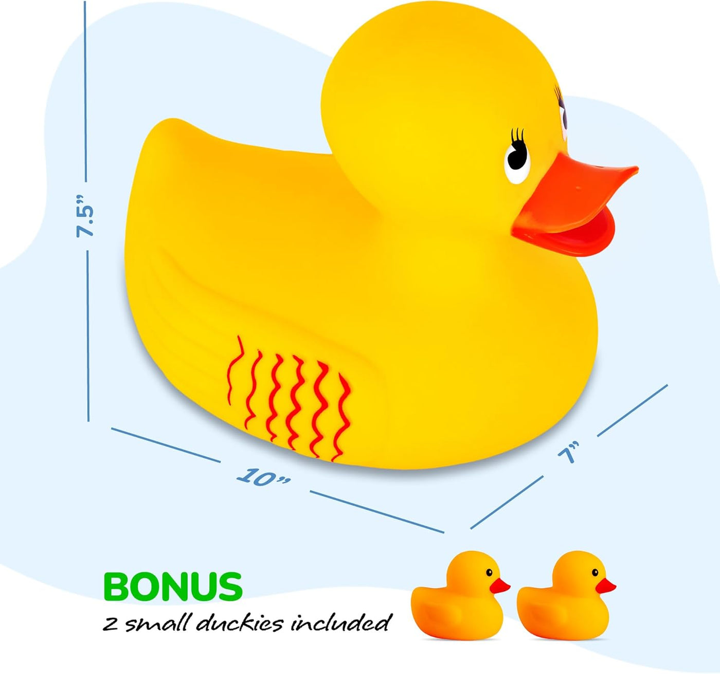 Jumbo Rubber Ducky Bath Toy - 10 Inch Giant Rubber Duck with 2 Mini Duckies - Classic Large Rubber Duck for Fun-Filled Baths - Bath Toys for Kids Ages 3 and Up