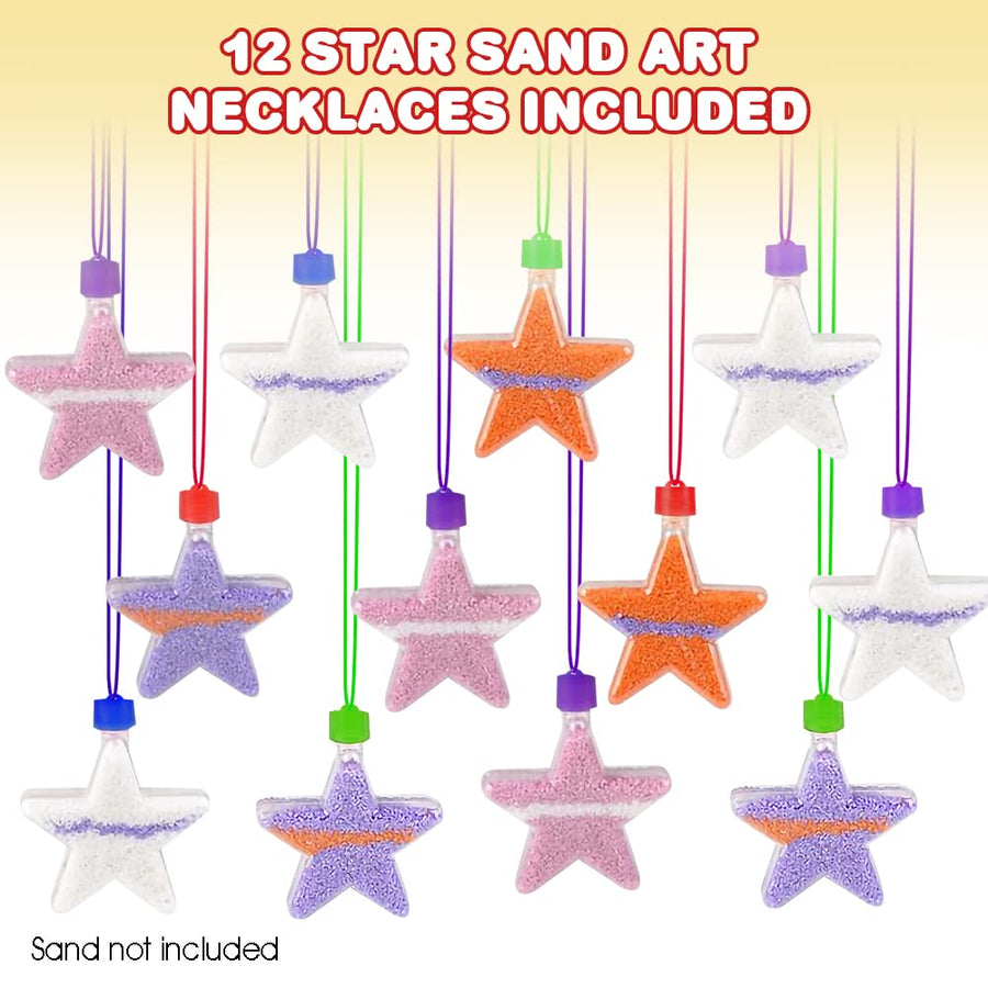 Star Sand Art Bottle Necklaces, Pack of 36, Sand Art Craft Kit with Shaped Bottles - Sand Sold Separately (Star)