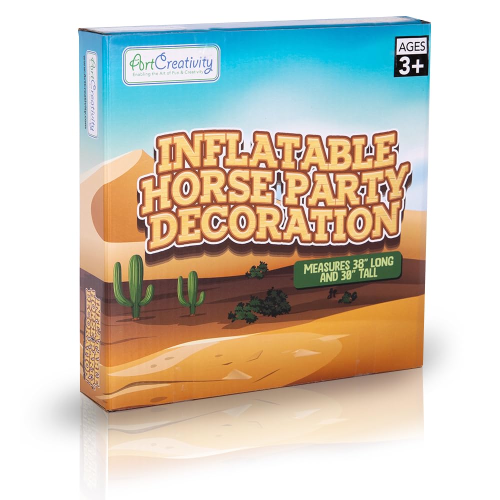 Inflatable Horse Party Decoration - 1 Piece - 38 Inch Blow Up Horse in Brown and Black - Western Themed Party Supplies