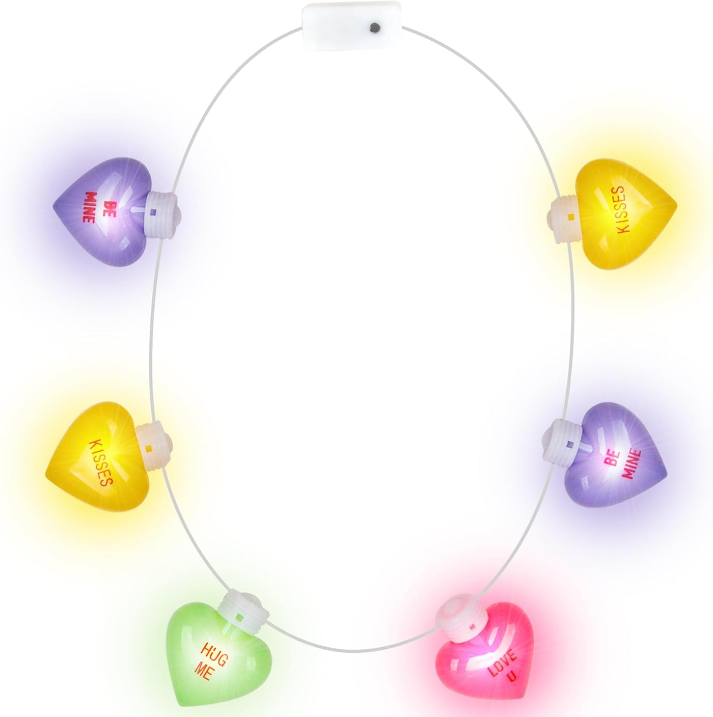 Valentines Day Light Up Necklace - Jumbo Heart Necklace with Cute Sayings - Lights Up in Multiple Colors - Heart Shaped LED Necklace for Girls and Boys