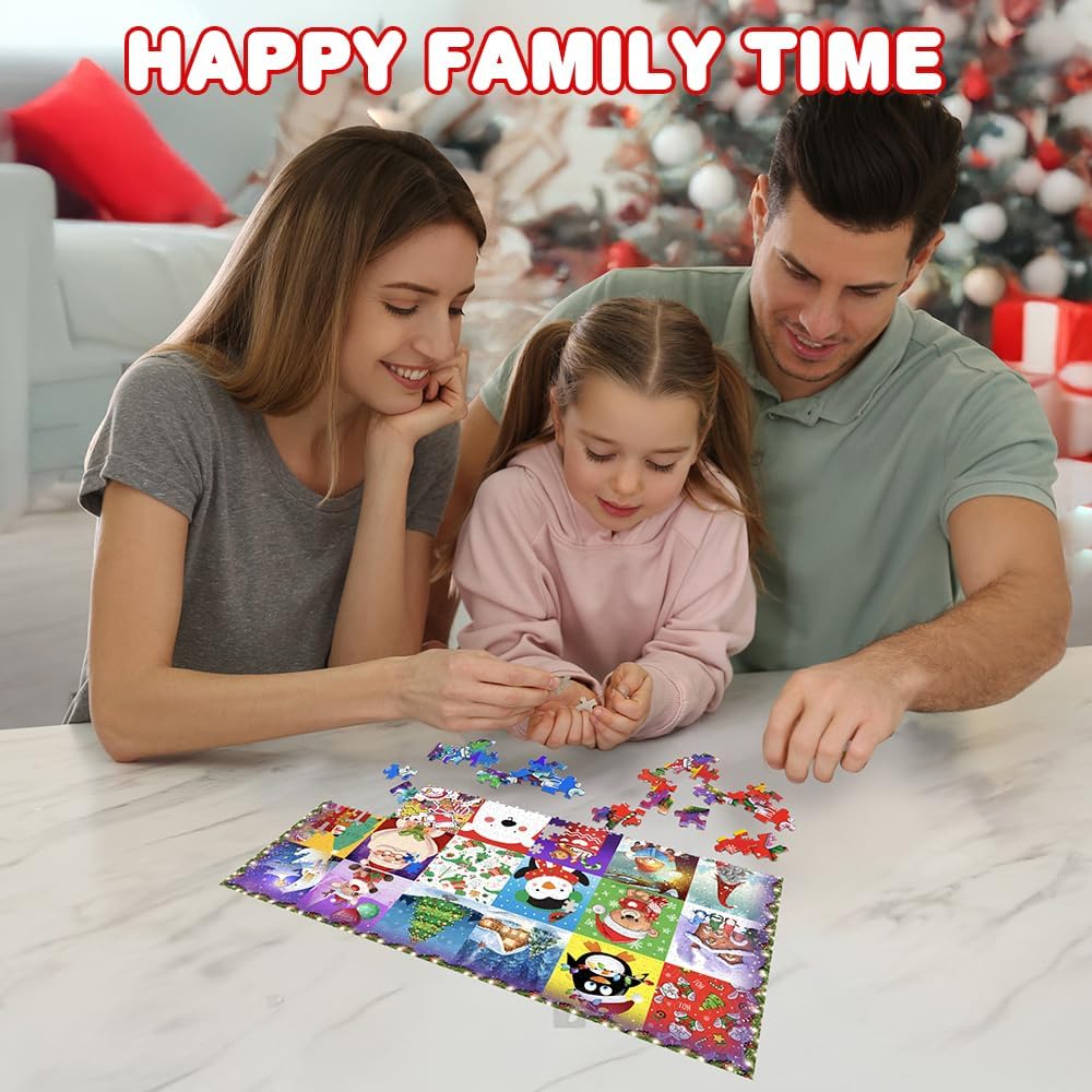 Christmas Advent Calendar Puzzle 2024-1000 PC Christmas Advent Jigsaw Puzzle with 24 Day Countdown to Christmas - Kids Holiday Puzzle Advent Calendar 2024