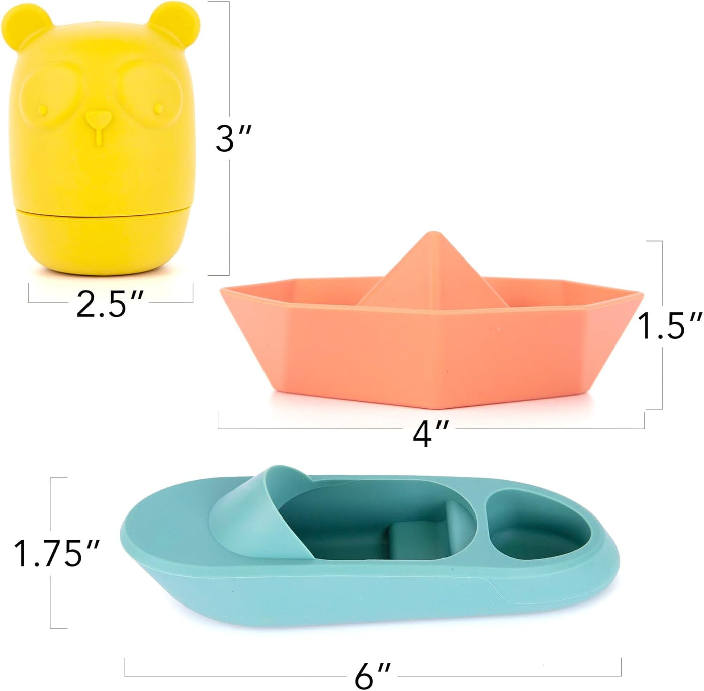 Silicone Bath Toys for Babies - Set of 9 Mold Free Bath Toys - Bathtub Toys with 4 Animal, 4 Boat, and 1 Speedboat Design