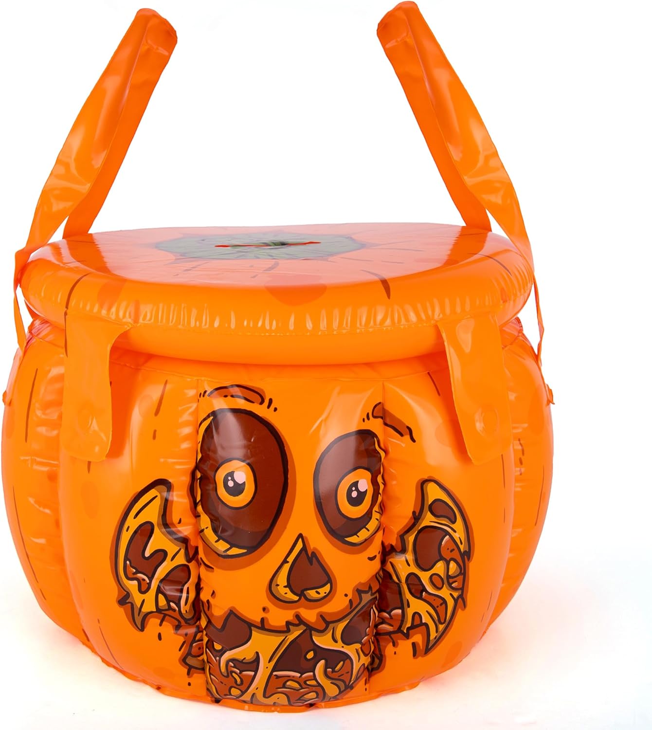 Inflatable Halloween Trick or Treat Bag - Kids Blow Up Halloween Candy Bag with Lid & Carry Straps - Doubles as Inflatable Halloween Candy Holder