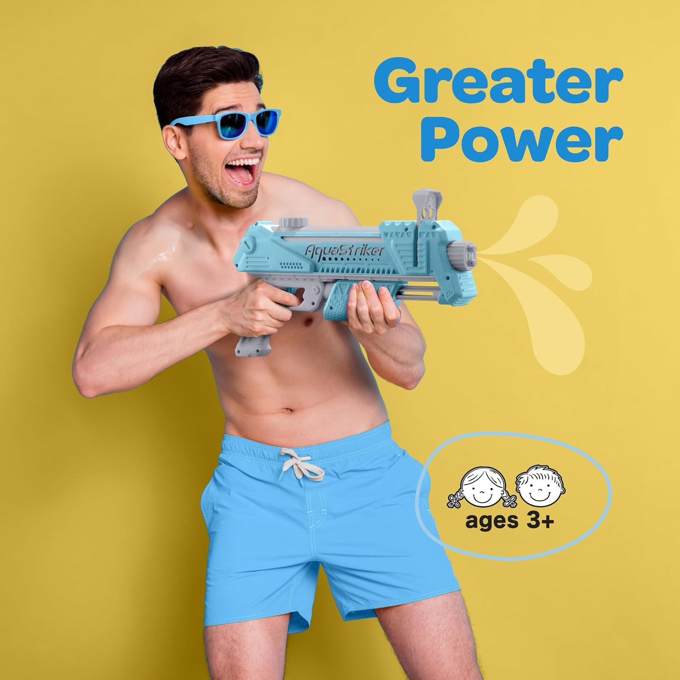 AquaStriker Water Blaster (Blue) - Prank Water Gun Gadget with Adjustable Sideways Shooting Action for Practical Jokes